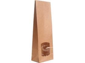 Blockbodenbeutel aus braunem Kraftpapier enggerippt, 80 + 50 x 190 mm, 200 g,