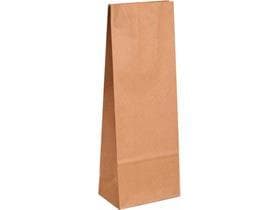 Blockbodenbeutel aus braunem Kraftpapier enggerippt, 105 + 65 x 280 mm, 500 g,