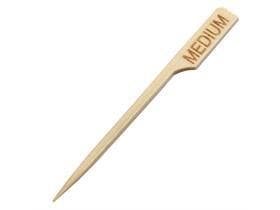 Bambus-Fingerfoodspiess FLAG, 9 cm mit Aufdruck "MEDIUM", natur