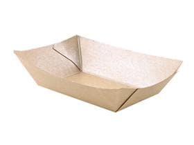 Schiffchen aus braunem Kartonkraft, 10.5 x 7 x 2.7 cm, 100 ml, PLA-