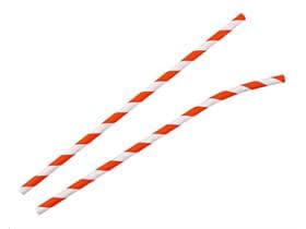 Papiertrinkhalme mit Knick, ø 6 mm, Länge 195 mm, Farbe orange/weiss