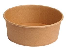 Salatschale aus braunem Kraftkarton, rund, ø 150 mm, Höhe 76 mm, 1000 ml,