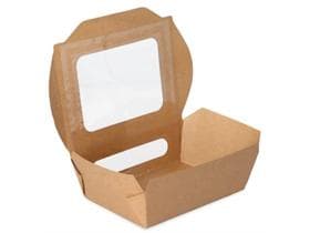 Salatbox aus braunem Kraftkarton, 1000 ml, 200 x 120 x 50 mm, PE-