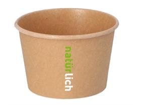 Eisbecher rund aus braunem Kraft- papier, 200 ml, ø 96 mm Höhe 63 mm,