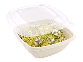 Deckel aus R-PET transparent, passend zu Salatschale aus Bagasse (Art.4815012)