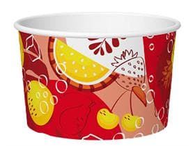 Eisbecher 370 cc (ø 103 mm, Höhe 64 mm), aus Pappe, mit Standarddruck rot/gelb