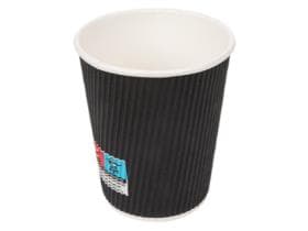 Kaffeebecher 2 dl, aussen schwarz geriffelt, innen weiss, PE-beschichtet