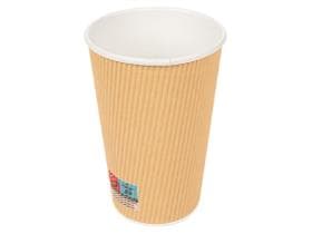 Kaffeebecher 4 dl, aussen braun geriffelt, innen weiss, PE-beschichtet