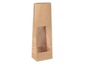Blockbodenbeutel aus braunem Kraftpapier enggerippt, 80 + 50 x 245 mm, 250 g,
