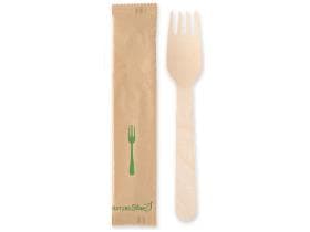 Bio Gabel aus Birkenholz, Länge 16 cm, einzeln in Kraftpapier verpackt,