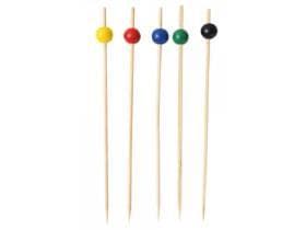 Bambus-Fingerfoodspiess KUGEL, 15 cm natur mit bunten Kugeln,