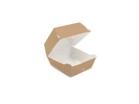 Hamburgerbox eckig aus Karton, 900 ml, braun / weiss, 120 x 120 x 85 mm, innen