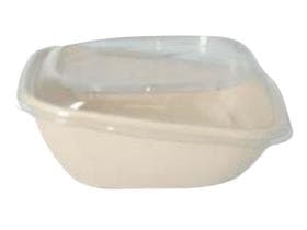 Salatschale aus Bagasse, quadratisch, 19 x 19 x 5/7 cm, 750 ml, natur