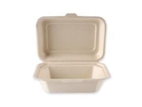 Lunchbox aus Bagasse rechteckig, 17 x 12.5 x 4.9 cm, natur